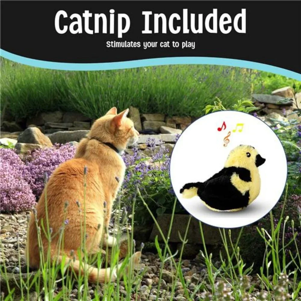 Song Birds Cat Toy Touch Activated Singing Catnip Toy Mimics Real Bird